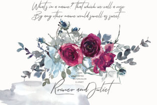 Elegant Watercolor Burgundy and White Roses Clipart