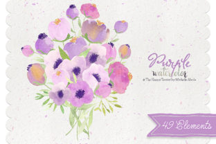 Enhance Your Creative Projects with Watercolor Purple Flower Clipart