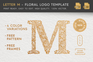Letter M Floral Logo Template: Elegant Vector Branding