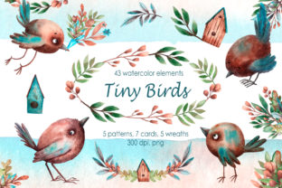 Tiny Birds Watercolor Clip Art Set