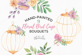 Watercolor Birdcage Florals Clipart for Elegant Design