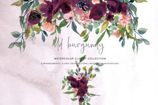 Watercolor Burgundy Flowers Arrangement Clipart: A Practical Resource for Creative Projects
