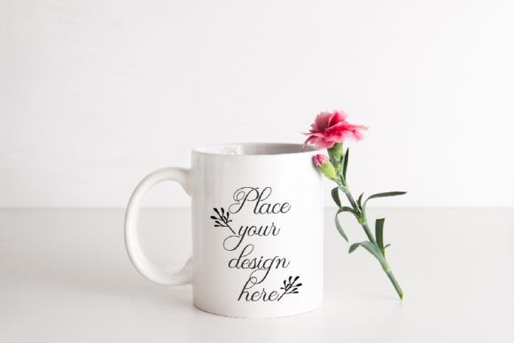 White Mug Pink Floral Mock Up: Strategic Visual Presentation for Digital Products